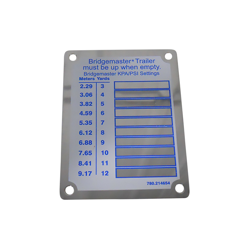 McNeilus 0214654 – Label, Data 3 TO 12YD, PSI, Aluminum