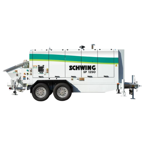 Schwing SP 1250 trailer mounted concrete pump, side view